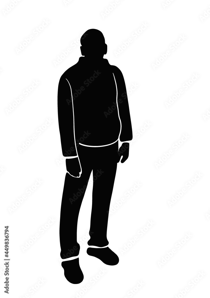 continuous drawing black silhouette man posing 