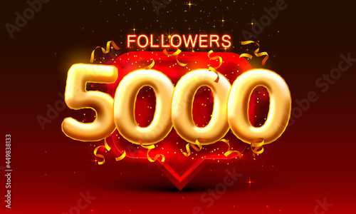 Thank you followers peoples, 5k online social group, happy banner celebrate, Vector