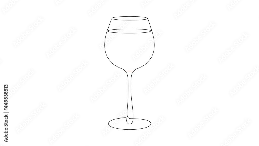Self drawing animation of aperol spritz. One line drawing cocktail glass. Self drawing animation of aperol spritz. One line drawing cocktail glass.