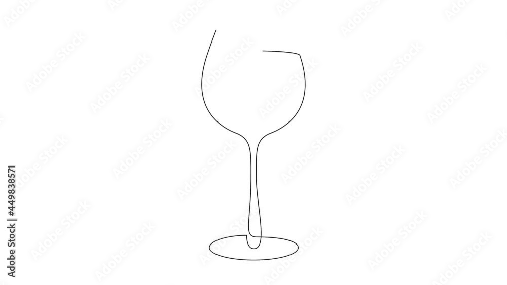 Self drawing line art sketch of empty wine or cocktail glass. Minimalism, doodle. White background. Self drawing line art sketch of empty wine or cocktail glass. Minimalism, doodle. White background.