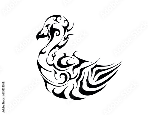 abstract goose bird floating on the water ethnic symbol sticker