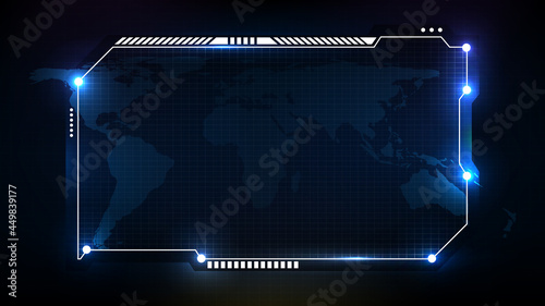 abstract futuristic background of blue technology sci fi frame, hud ui topic, lower third button bar