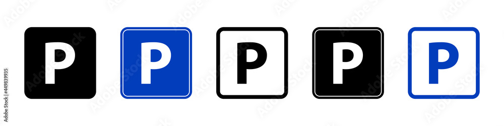 Parking sign icon set simple design Parking sign icon set simple design