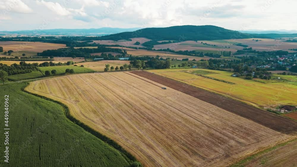 Aerial view of agricultural and green fields in countryside. Nature landscape in summer day, panorama Aerial view of agricultural and green fields in countryside. Nature landscape in summer day, panorama