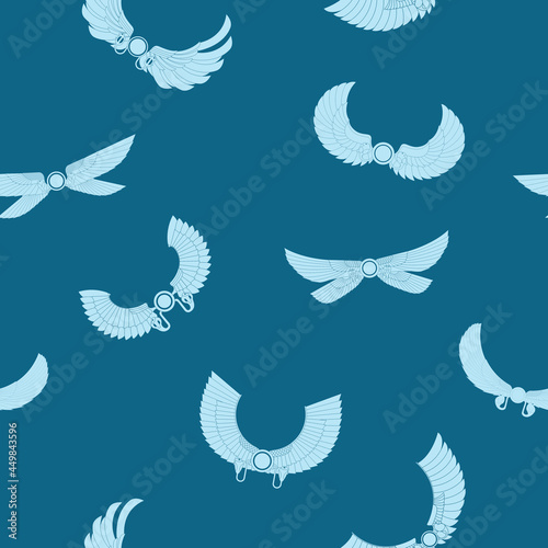 Seamless pattern with ancient egyptian symbol Winged sun for your project