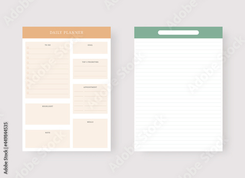 Modern planner template set. Set of planner and to do list. Daily planner template. Vector illustration.