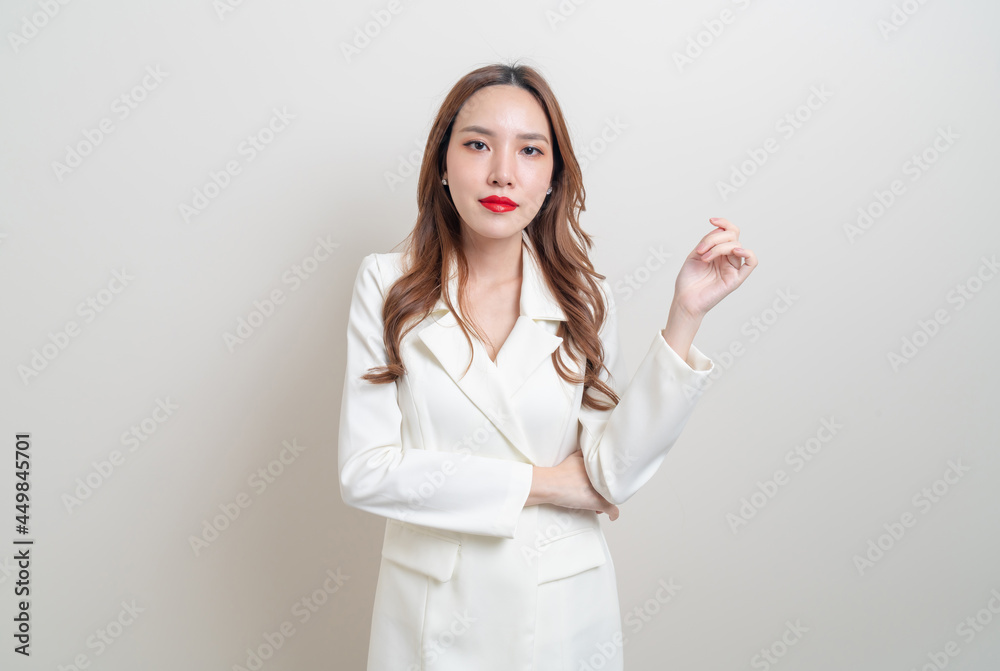 portrait beautiful business woman in white dress suit