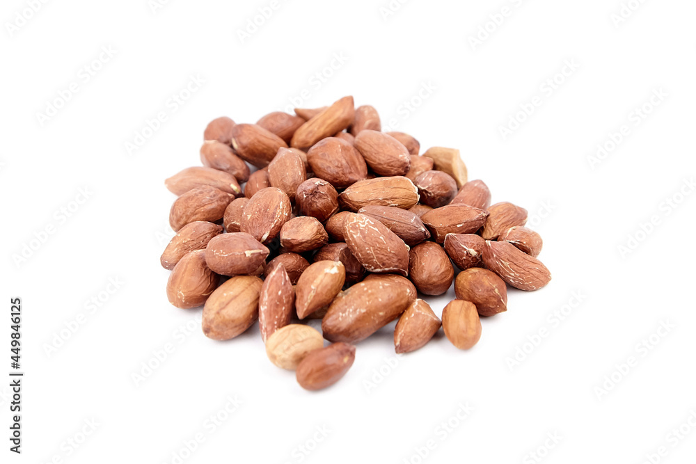 Peanuts isolated on white background. Shelled seeds