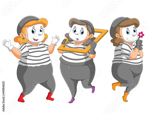 The collection of the fat women doing the pantomime with the different posing
