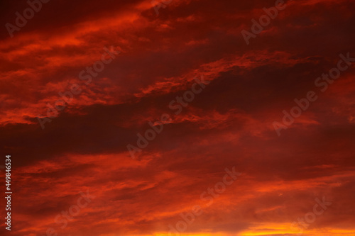 Fototapeta Naklejka Na Ścianę i Meble -  Red sunset sky with dramatic clouds