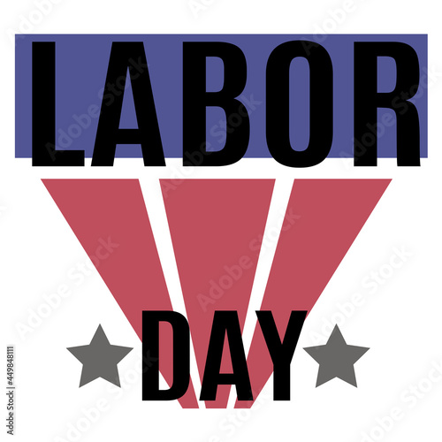 Labor Day, idea for a poster with a thematic inscription and a background of red and blue quadrilaterals