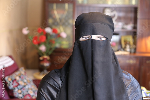 Arabic woman with covered face photo