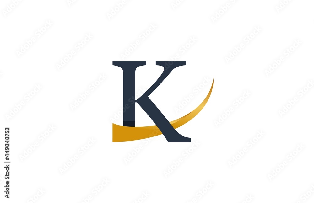 Initial Typography K Stylish Swoosh Gold Logo Initial Typography K Stylish Swoosh Gold Logo