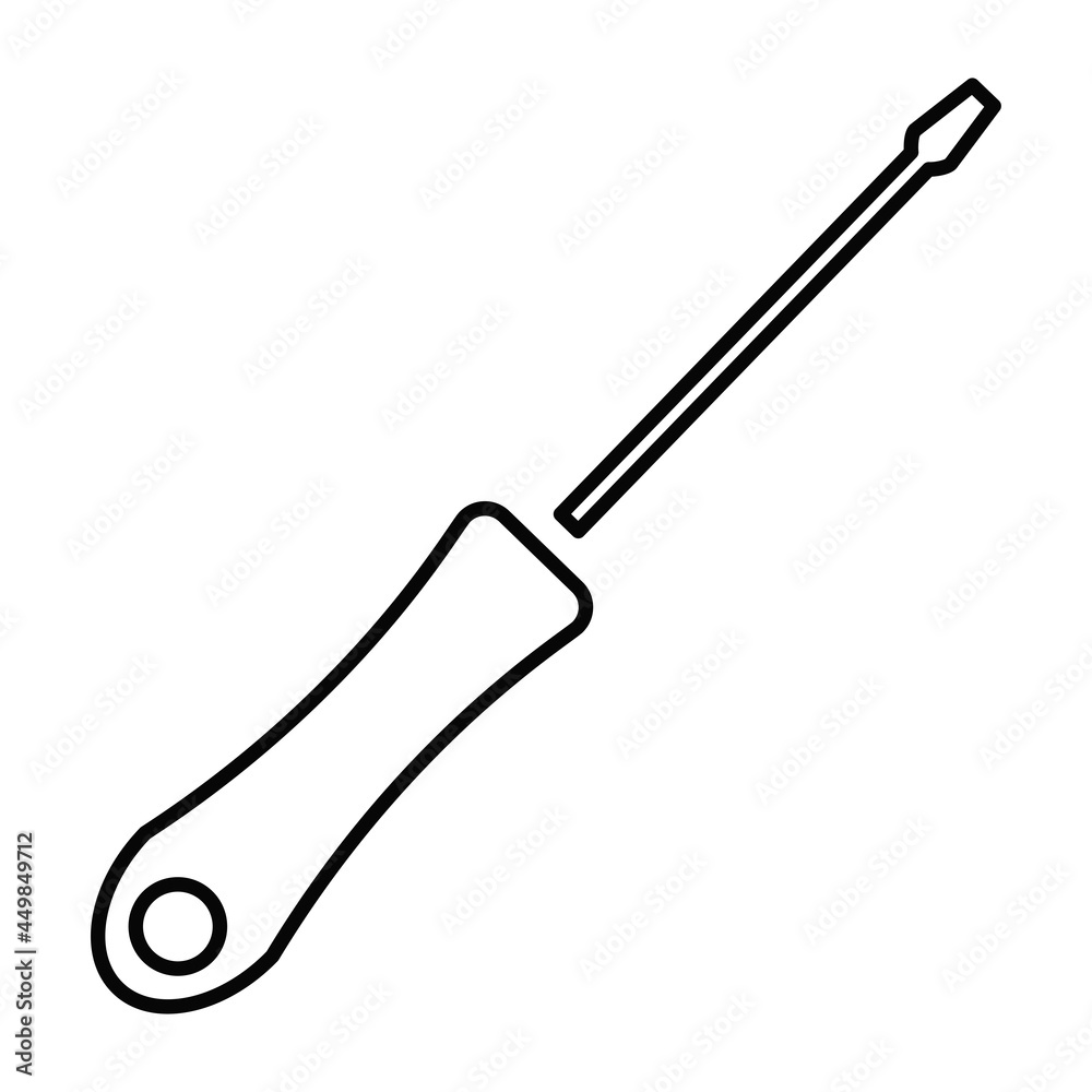 Fototapeta premium Flat screwdriver icon. A tool designed for screwing and unscrewing threaded fasteners. Vector illustration for design and web isolated on a white background.