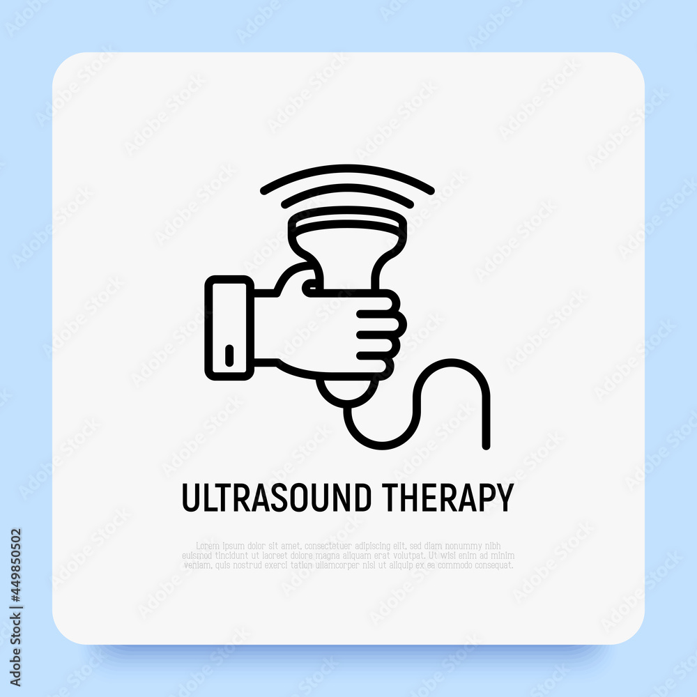 Ultrasound therapy, physiotherapy thin line icon. Modern vector illustration.