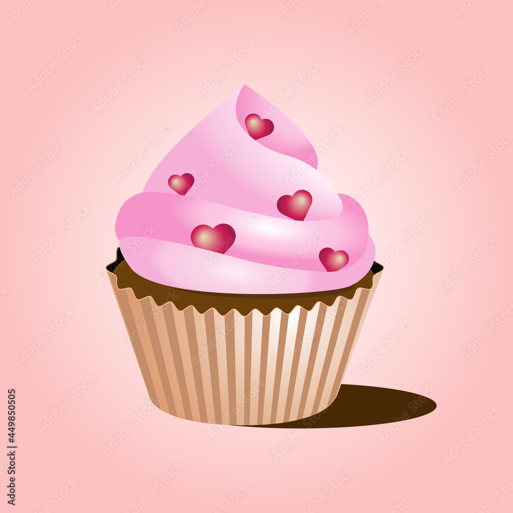 Vector drawing of a delicious cupcake for the holiday Vector drawing of a delicious cupcake for the holiday
