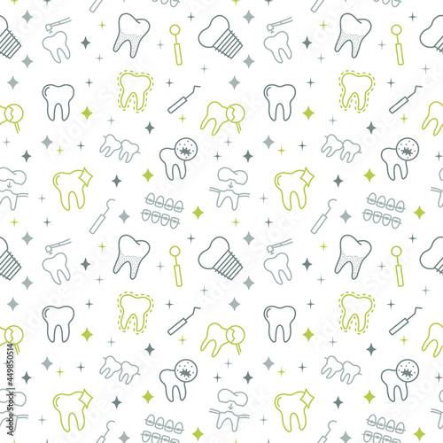 Seamless vector pattern with Dental services. For fabric, paper, wrap, textile, poster, scrapbooking, wallpaper or background