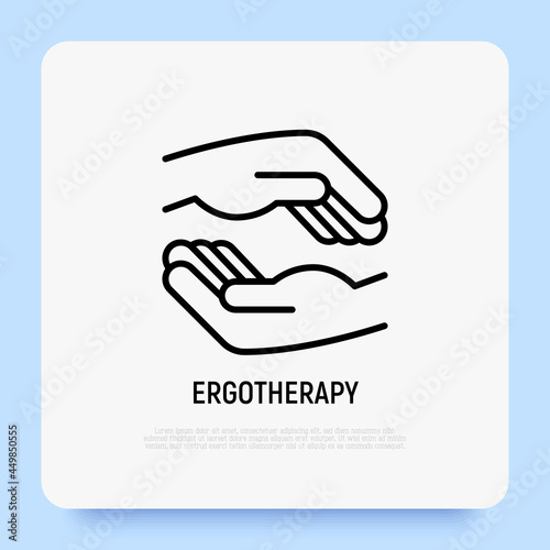 Ergotherapy thin line icon, occupational therapy. Rehabilitation procedure, physical recovery for disabled. Modern vector illustration