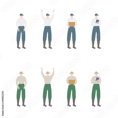 農業／畜産業／漁業／漁師／農家の産業従事者スタッフイラスト男性イメージ