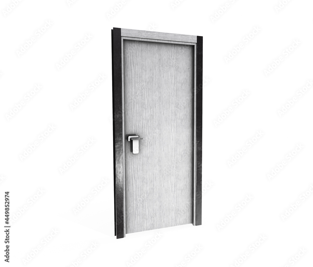 3D rendering illustration of a half glass door 3D rendering illustration of a half glass door