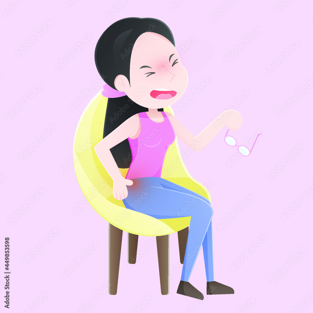 woman feel lumbar muscle pain from office syndrome , illustration woman feel lumbar muscle pain from office syndrome , illustration