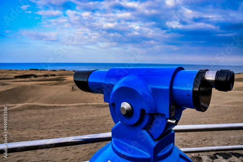 Fotografie, Obraz Blue observation telescope on an observation deck