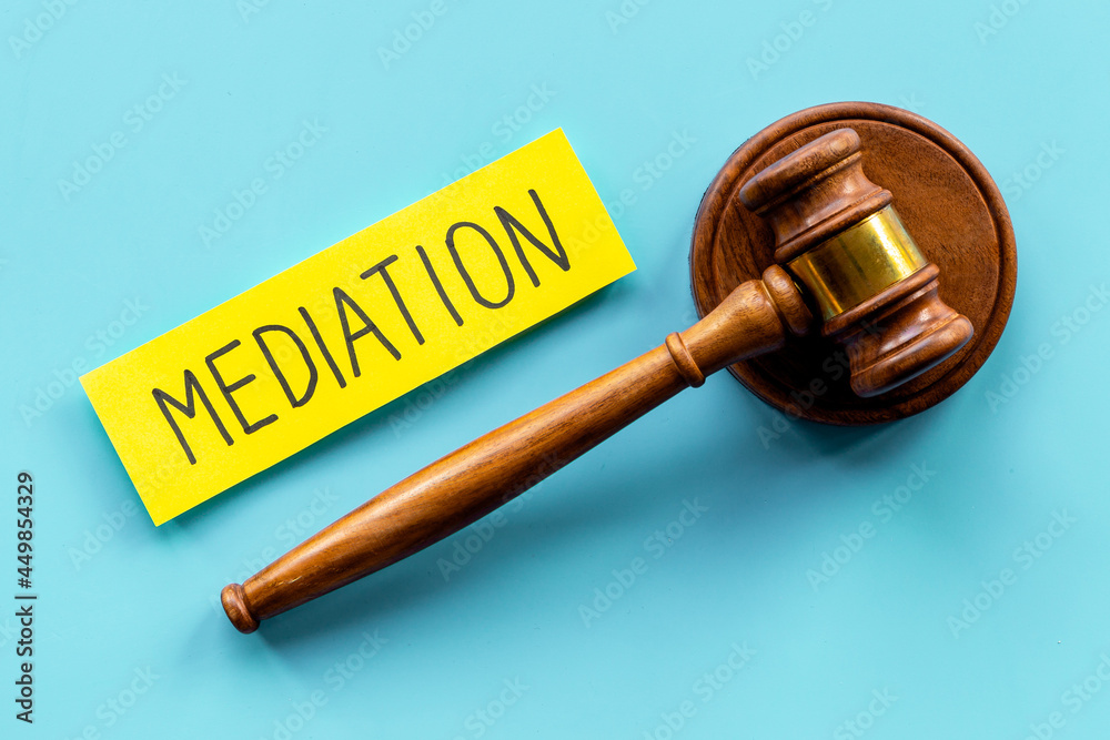 Mediation word with judge gavel. Business diplomacy conflict resolve concept Mediation word with judge gavel. Business diplomacy conflict resolve concept