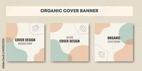 Social media feed post template set of three. Trendy pattern with pastel colors and organic shapes. Good for social media posts, mobile apps, banners design and web/internet ads. Vector illustration