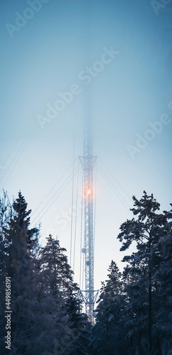 Radio tower in the fog