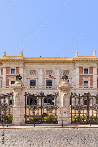 view to the american embassy in Rome, Italy located in an old historic palace in quarter Lodovisi in Rome
