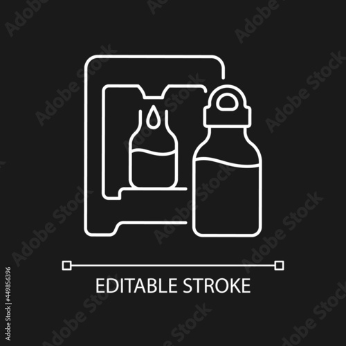 Self service water refill station white linear icon for dark theme. Vending machine. Thin line customizable illustration. Isolated vector contour symbol for night mode. Editable stroke