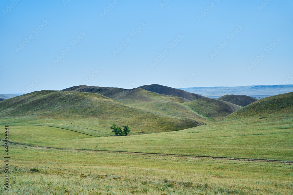 View of the Long Mountains Ridge. The beginning of the Ural mountains. Orenburg region. View of the Long Mountains Ridge. The beginning of the Ural mountains. Orenburg region.