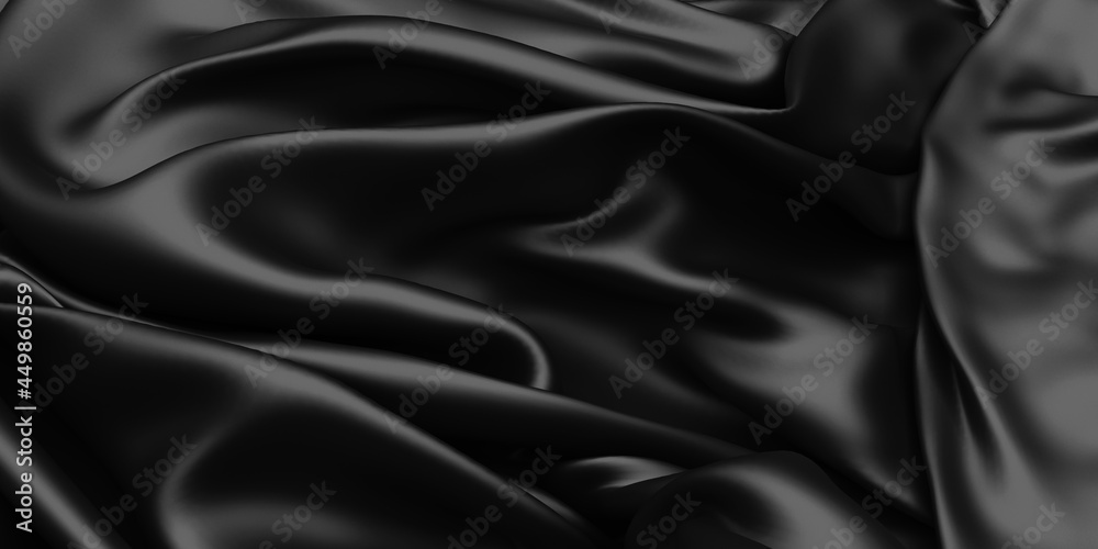 Obraz premium Abstract background luxury cloth waves. dark wavy soft wrinkled fabric