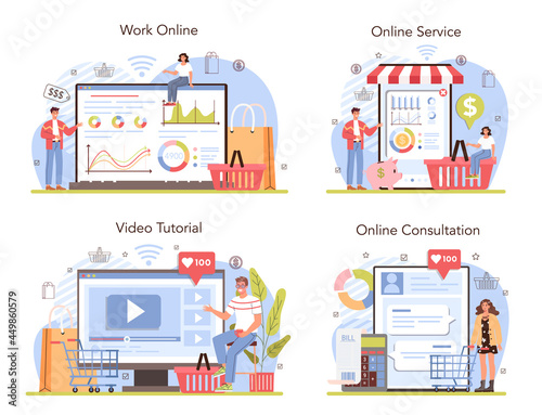 Commercial activity web banner or landing page set. Sales stimulation