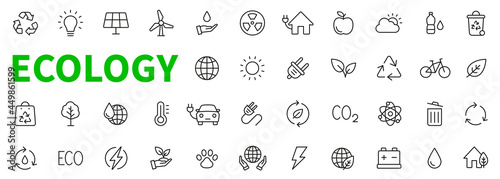 Ecology line icon collection. Ecology and nature green symbol. Nature icon. Outline nature green icons set. Eco green icons - stock vector.