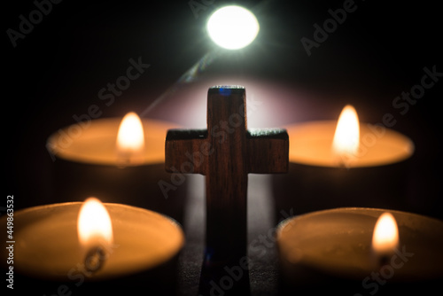 Candles. and Wooden Cross.