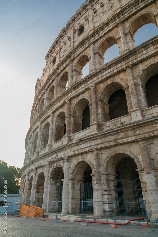 Colosseum in Rome, Italy during sunrise. Rome architecture and landmark