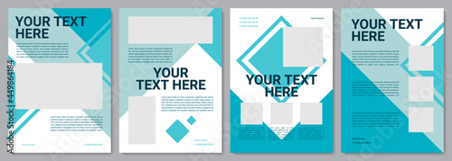 Dark turquoise corporate brochure template. Flyer, booklet, leaflet print, cover design with copy space. Your text here. Vector layouts for magazines, annual reports, advertising posters