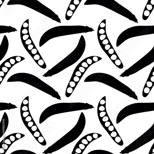 Seamless pattern with peas. Art can be used for packaging design element; restaurant menu.