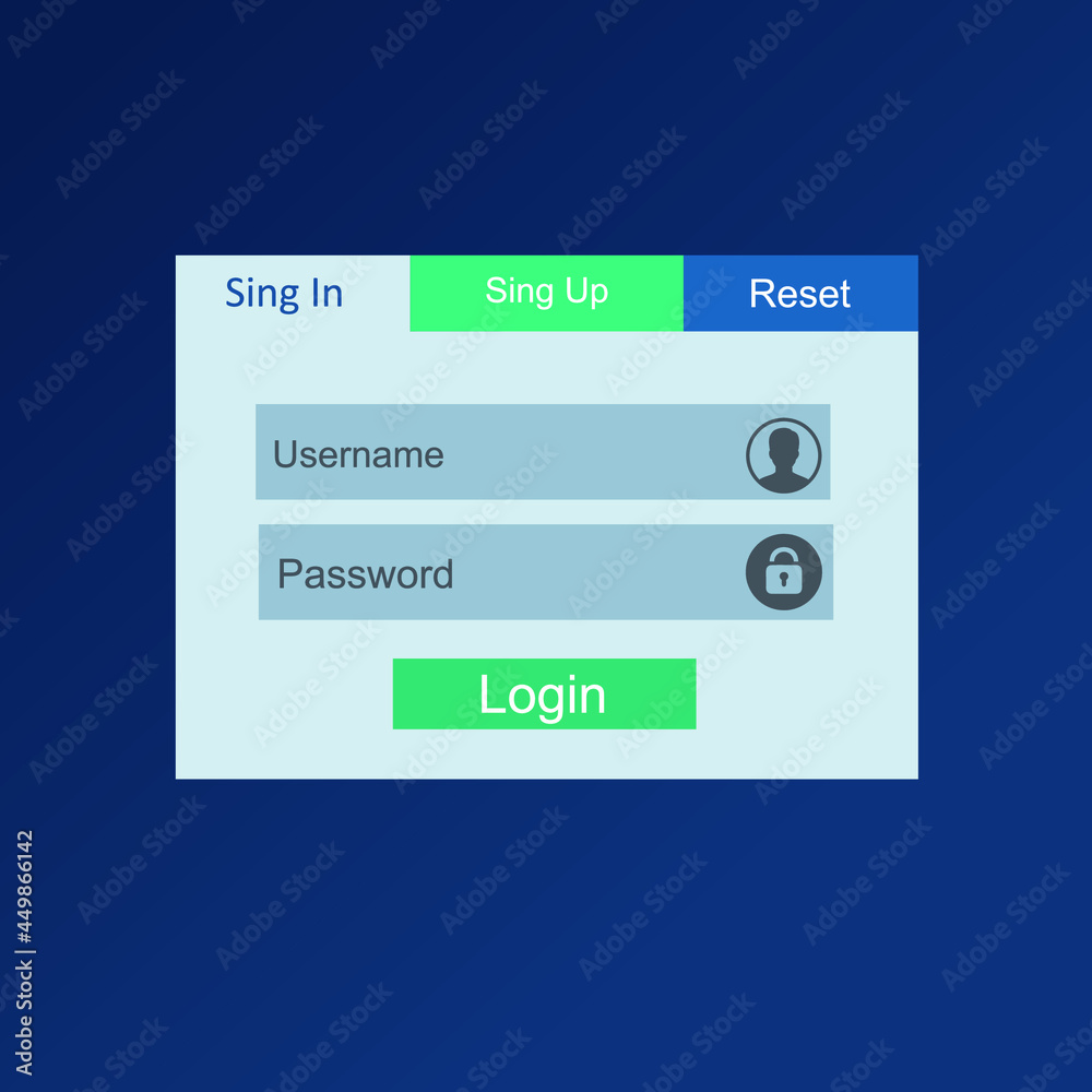 Member login form interface. For web page, site, mobile applications, art illustration, design theme, modern menu, contact empty box, banner. Log in ui. Member login form interface. For web page, site, mobile applications, art illustration, design theme, modern menu, contact empty box, banner. Log in ui.