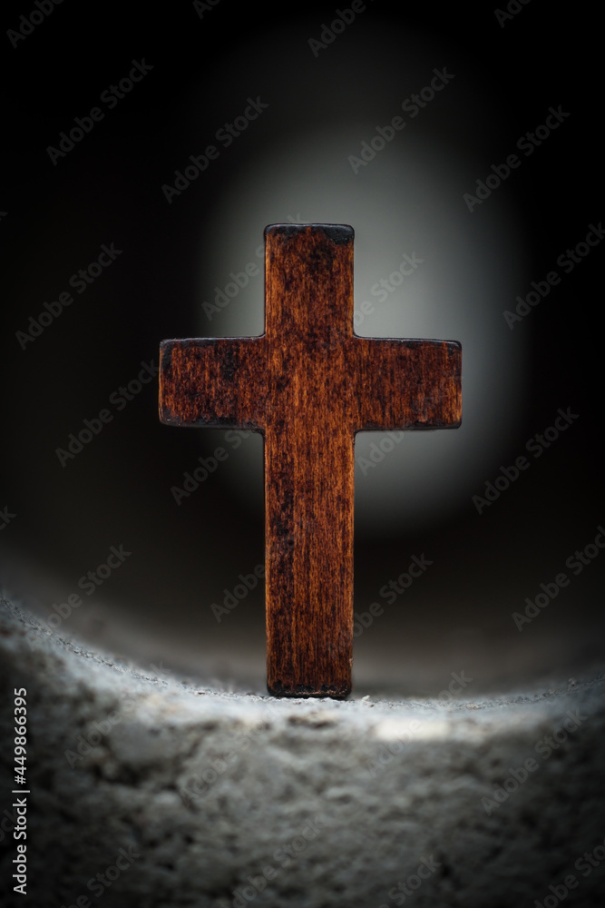 Pain marks and. Wooden Cross.