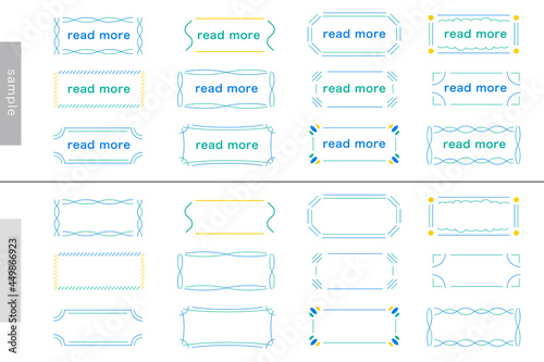 青 緑 黄色 タイトル 見出し ボタン 北欧 装飾 バナー フレーム AI ベクター素材