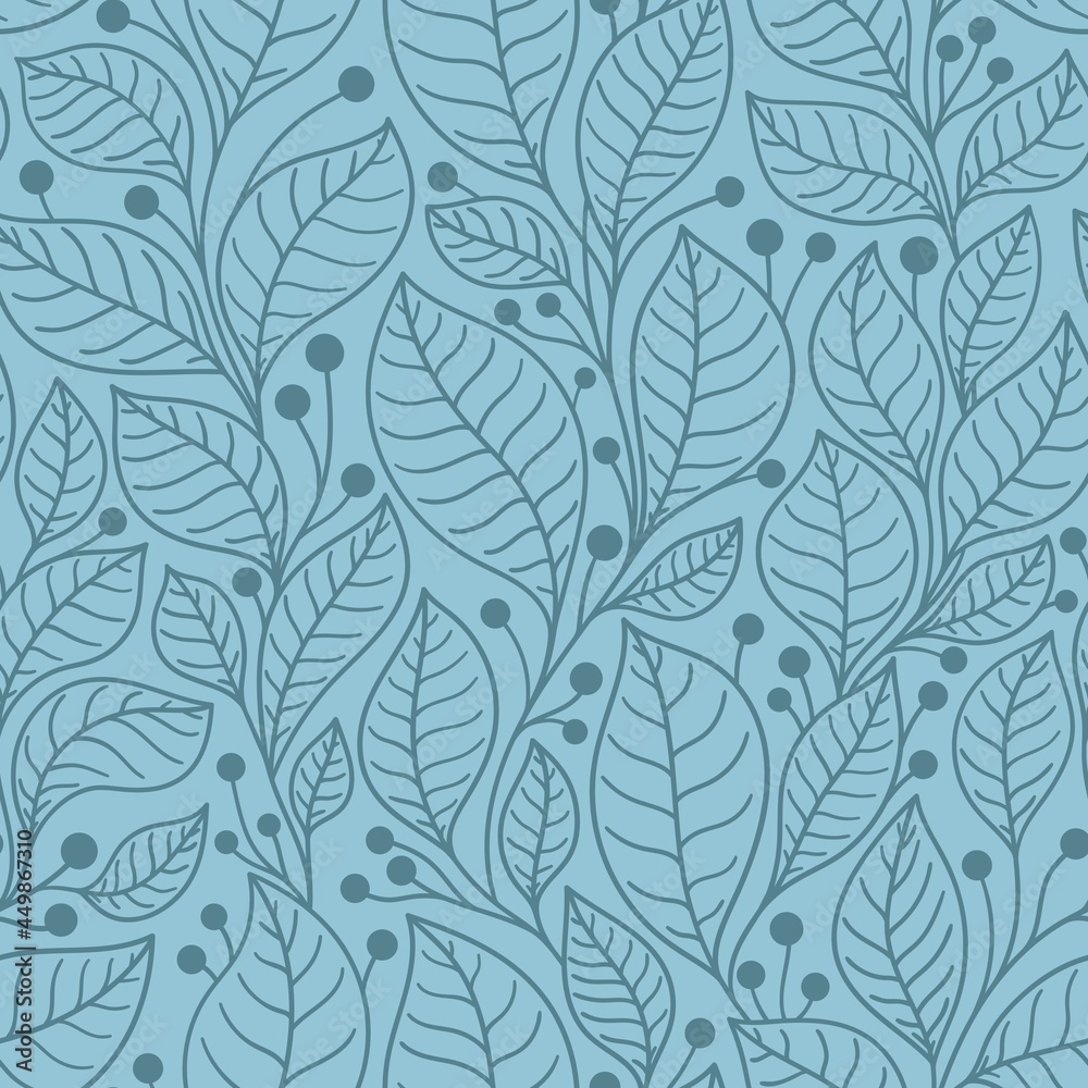 Blue seamless background with laurel tree branches Blue seamless background with laurel tree branches