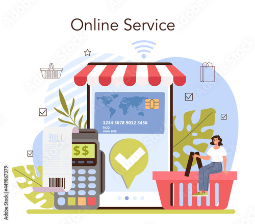 Commercial activities process online service or platform. Moderm payment