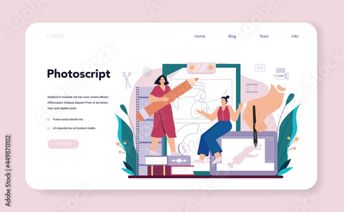 Motion or video designer web banner or landing page. Artist create