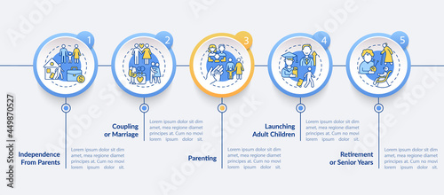 Coupling or marriage vector infographic template. Launching adult presentation outline design elements. Data visualization with 5 steps. Process timeline info chart. Workflow layout with line icons