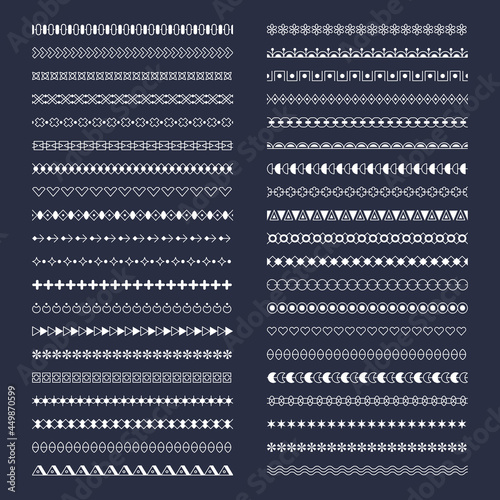 Seamless borders. Line graphical elements horizontal simple rope dividers bars recent vector flat template