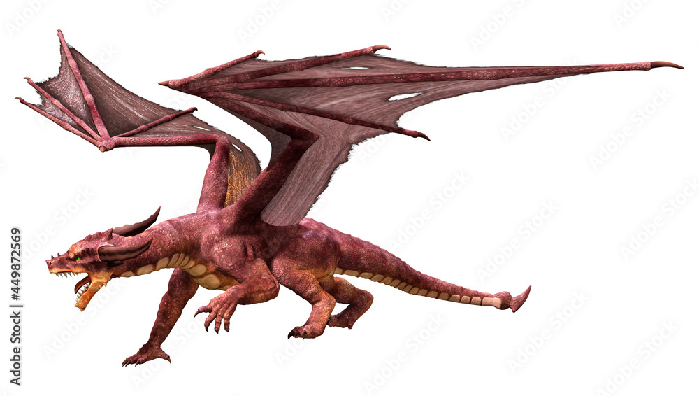 Fototapeta premium 3D Rendering Fairy Tale Dragon on White