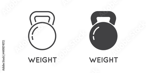 Set of Minimal Weight and Scales Related Vector Line Icons. Perfect Pixel. Outlined and Filled.