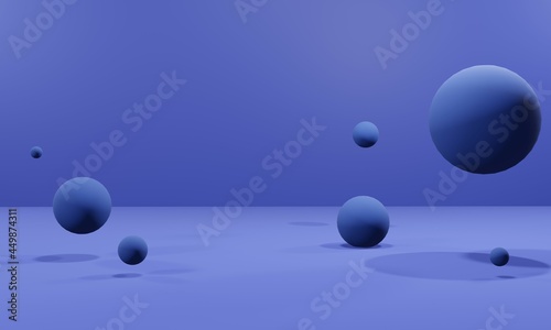 3D rendering of abstract dark blue balls